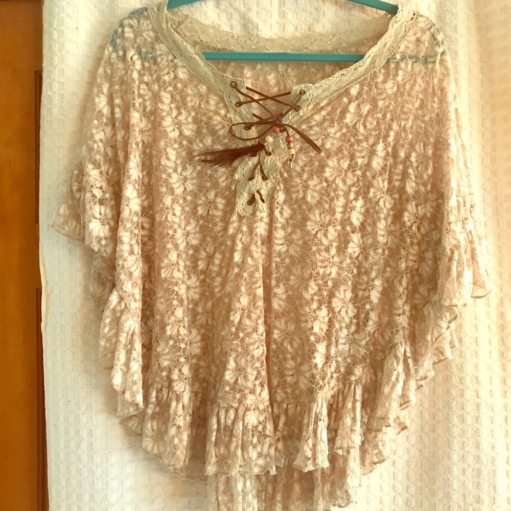 Cream cape blouse